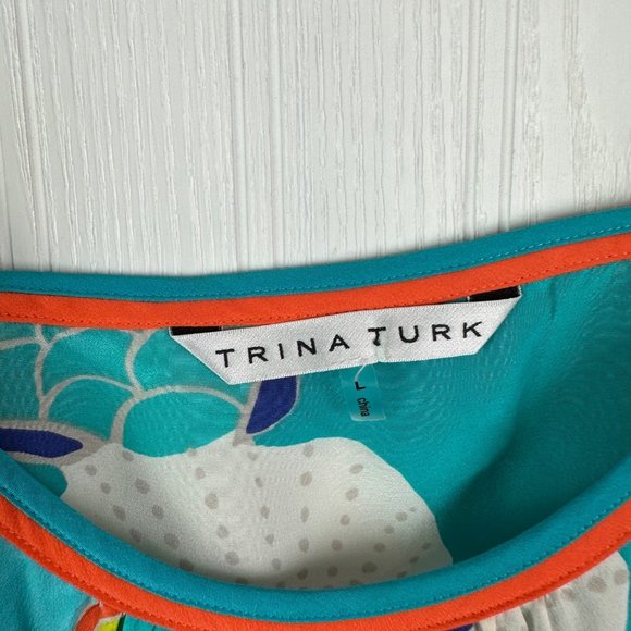 Trina Turk Sea Cove Beachballer‎ Tank Size Large 100% Silk - Picture 3 of 4